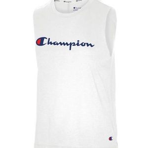 Women's Champion Logo Muscle Graphic Tank White